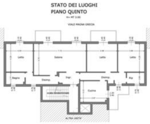 Planimetria prima del frazionamento, Via Magna Grecia 4 Bari